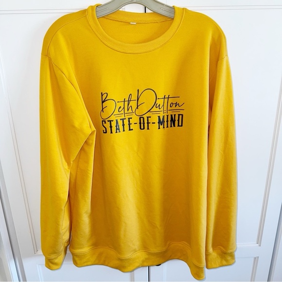 Beth Dutton State of Mind Sweatshirt Mustard Yellow Sz XL - Picture 9 of 9